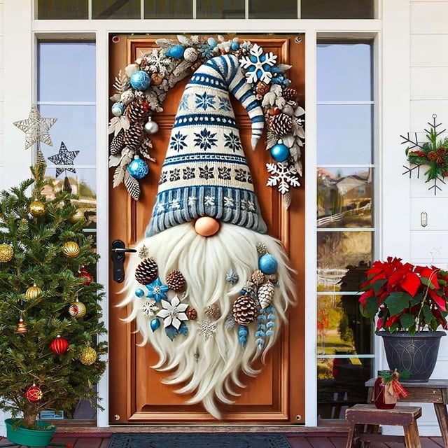 WIFKLSIIPG Rideau de Porte Festif de Noël pour la Maison, Design Élégant Rouge et Vert pour Entrées, Salons et Fêtes