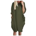 thumbnail image 1 of Robe Décontractée pour Femmes, Longueur Genou, Manches Longues, Ample, Tendance, Imprimée, Robe Confortable Coupe Droite, Robe T-Shirt avec Poches, 1 of 3