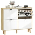 thumbnail image 1 of HOMCOM Armoire à Chaussures Étroite, Armoire de Rangement pour Chaussures à 4 Tiroirs Basculants, Blanc, 1 of 10