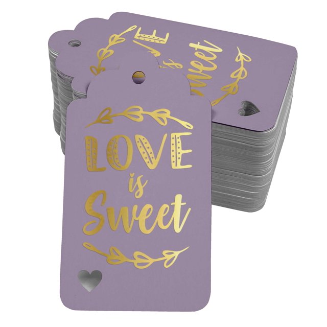 Inkdotpot 100 Pack Real Gold Foil Paper Tags Love Is Sweet Wedding Favor Hang Tag