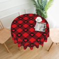 thumbnail image 2 of Valentines Tablecloth 60 Inch Round Plaid Table Cloth Valentine''s Day Decorations Tablecloth Red Love Heart Table Cover Washable Polyester Tablecloth for Party Holiday Kitchen Dining Room Decor, 2 of 5