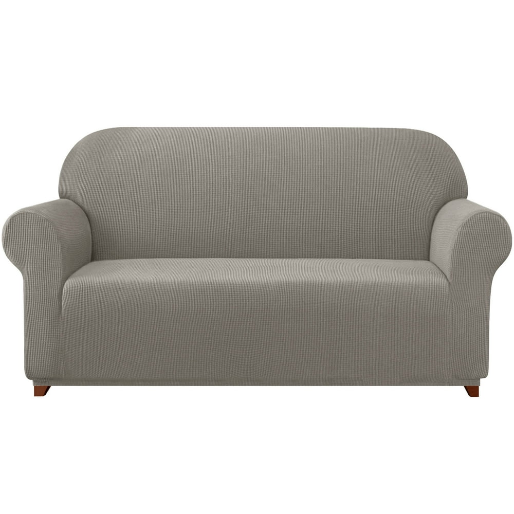 2024 Solid Print Polyester Loveseat Slipcover  Chocolate