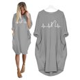 thumbnail image 2 of REDHOTYPE Robe Midi Décontractée pour Femmes Fashion Line Cat Élégante à Manches Longues avec Motif Cartoon Cat et Poche, Tenue d'Intérieur, 2 of 3