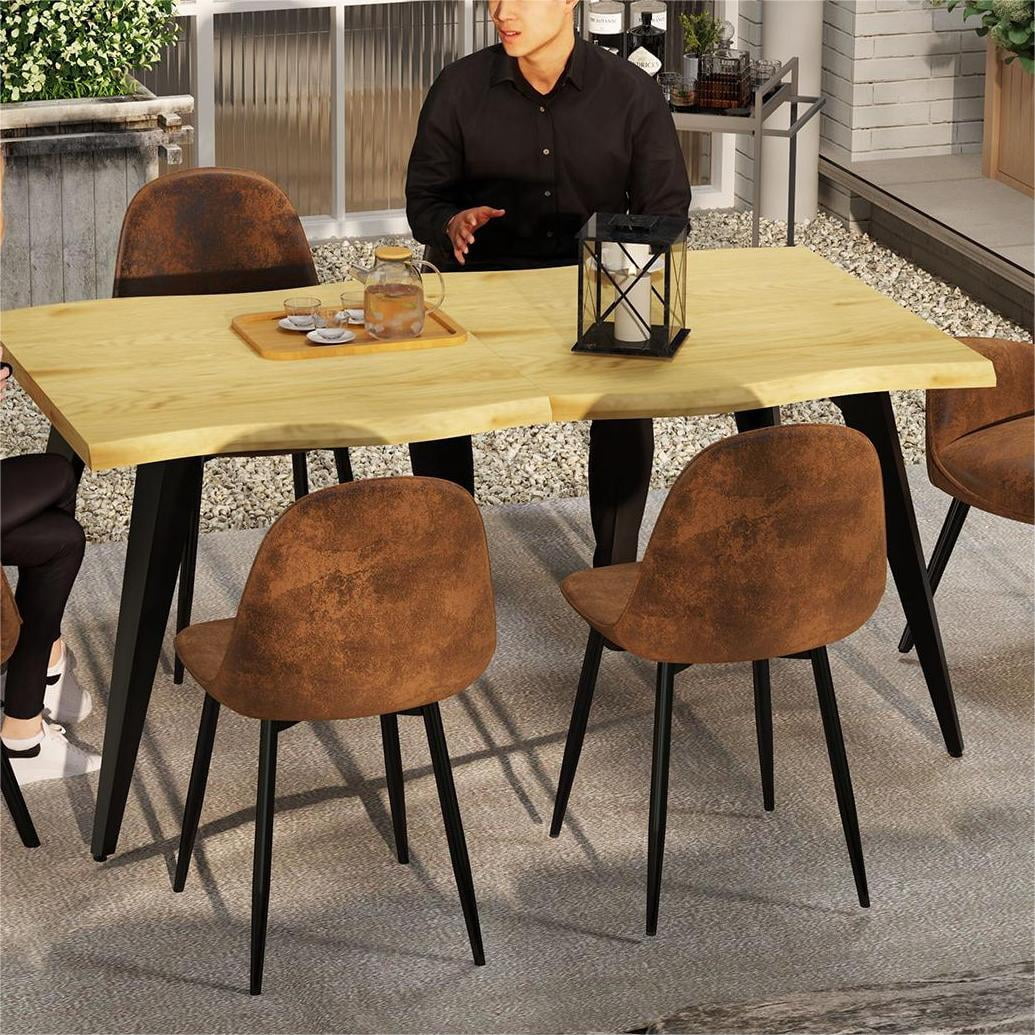 Ensemble de salle à manger rectangulaire moderne 5 pièces Homy Casa, table en faux bois avec 4 chaises rembourrées
