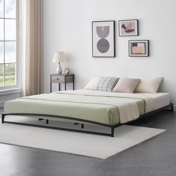 TROPOW Full Size Bed Frame,6 Inch Metal Platform Bed Frame, Low Profile Bed Frame with Sturdy Steel Slats Support, Mattress Foundation, No Box Spring Needed, Easy Assembly, Black