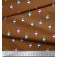 thumbnail image 2 of Soimoi Brown Rayon Crepe Fabric Coffee Glass & Dots Decor Fabric Printed Yard 46 Inch Wide, 2 of 3