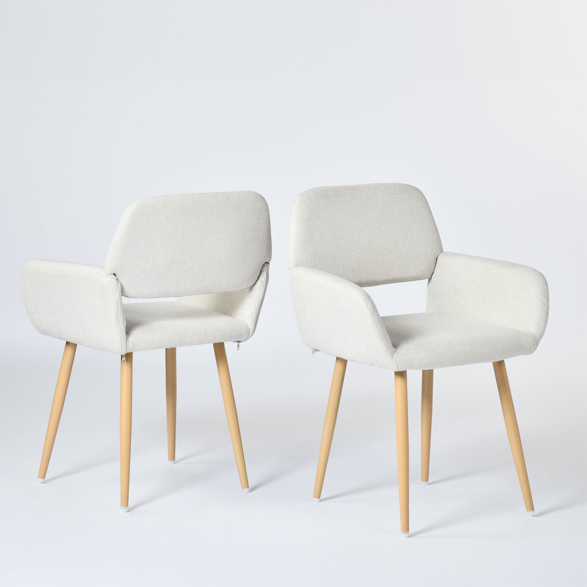 Homy Casa Lot de 2 chaises de salle à manger en tissu avec dossier creux et accoudoirs pour salle à manger en appartement