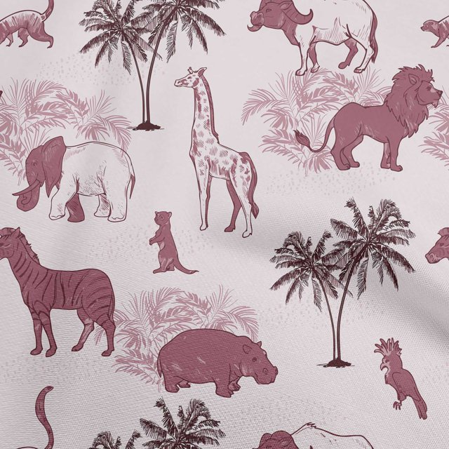 oneOone Velvet Light Pink Fabric Tropical Animal Sewing Craft Projects Fabric Prints By Yard 58 Inch Wide