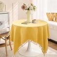 thumbnail image 4 of Qonioi Nappe Imperméable et Résistante à l'Huile avec Pompons, Nappe Rectangulaire en Polyester Coton Lin pour Décoration de Salle à Manger, Nappe Décorative Brodée pour Tables Basses Cuisine Maison, 4 of 6
