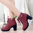 thumbnail image 1 of EGNMCR Bottines pour Femmes Femmes Rétro Talon Épais Chaussures à Talons Hauts Grande Taille à Lacets, 1 of 6