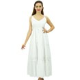 thumbnail image 4 of Bimba Femmes Robe Longue Maxi Cordon Taille Spaghetti Robes de Sangle, 4 of 9