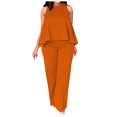 thumbnail image 2 of zanvin Ensembles 2 Pcs pour Femmes, Mode Femmes Été Décontracté Uni Sans Manches Chemisiers Col Rond Hauts Pantalons Longs, 2 of 5