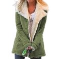 thumbnail image 1 of Innerwin Jacket Long Sleeve Ladies Coat Winter Warm Solid Color Thicken Plush Overcoats Green XL, 1 of 2