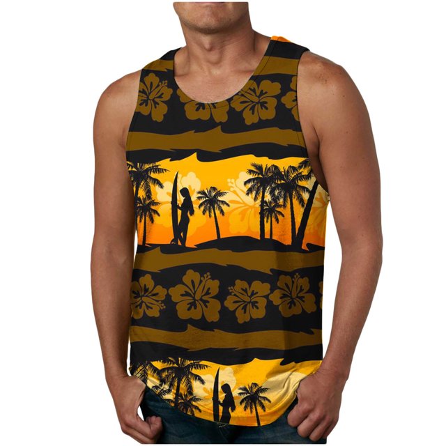 Birdeem Nouveau Débardeur Décontracté Mode Homme Été Floral Hawaïen Imprimé Sport Col Rond