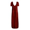 thumbnail image 5 of AherBiu Robe T-Shirt Longue Grande Taille pour Femmes à Manches Courtes, Col en V, Été, Décontractée, Confortable, avec Poches, 5 of 5