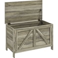 thumbnail image 1 of HOMCOM Coffre de Rangement, Coffre en Bois Style Ferme avec Charnière de Sécurité, Gris, 1 of 10