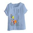 thumbnail image 4 of Aqestyerly Women's Summer Short Sleeve T-Shirt Casual Flower Printed Loose Round Neck Comfortable Blouse Lightweight Daily Top HWRETIE, 4 of 4