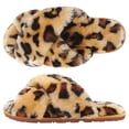 thumbnail image 1 of Women's Fuzzy Slippers Cross Band Memory Foam House Slippers Open Toe, 1 of 6
