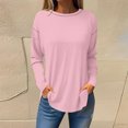 thumbnail image 2 of Timegard Hauts Grande Taille pour Femmes Col Rond Manches Longues Couleur Unie T-Shirt Confortable Automne Décontracté Ample Hauts, 2 of 3