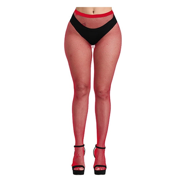 Langgg 1 Paire Collants à Bretelles à la Mode Chaussettes Design Trou Saint-Valentin Attrayants Confortables au Toucher Collants Résille Robe Rouge