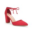 thumbnail image 1 of BLISSFUL STEP Women's High Block Heels Pointed Toe Ankle Strap Dress Shoes​ Red 9, 1 of 8