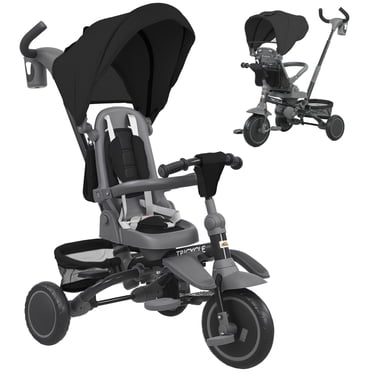 Qaba 6 in 1 Toddler Tricycle for 1-5 Years Old with Push Handle, Black