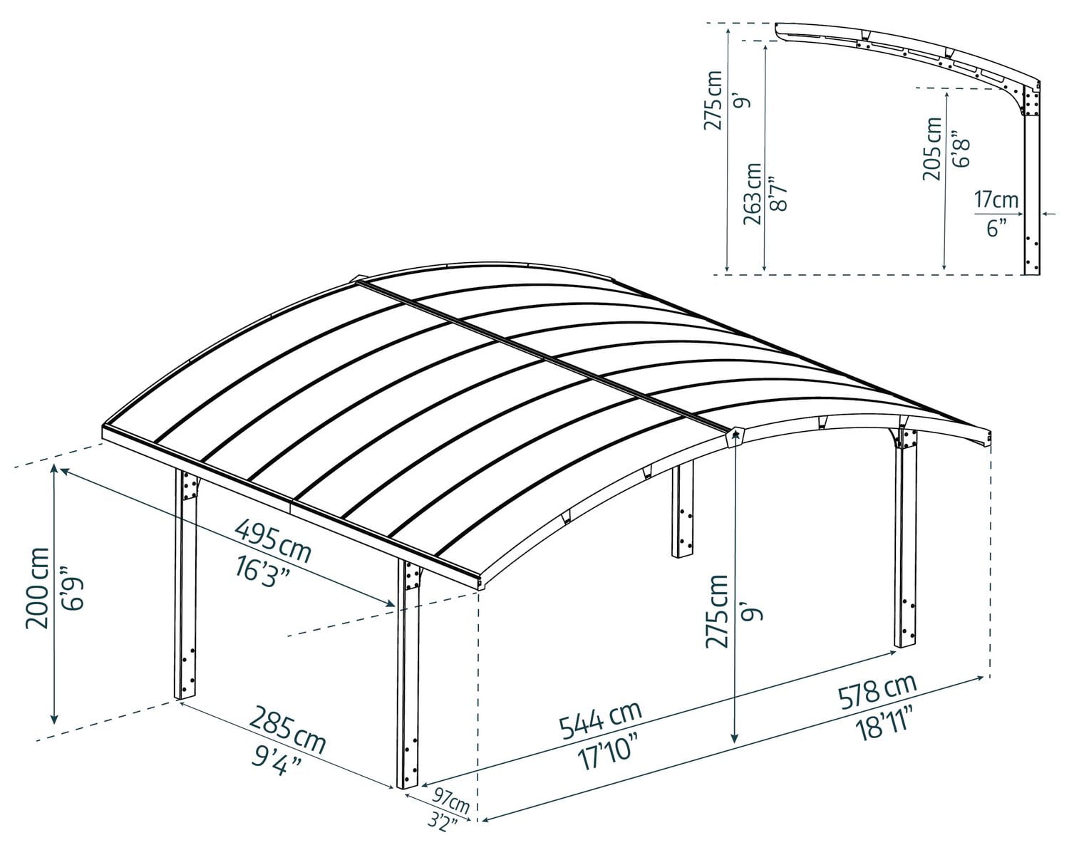 CANOPIA by PALRAM Arizona Double 16ft. x 19 ft. Carport Kit - Grey
