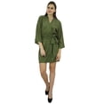 thumbnail image 2 of Bimba Women Short Solid Belt Robe Soft Modal Cotton Wrap Round Plain Bath Robe, 2 of 5