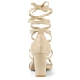 thumbnail image 3 of BLISSFUL STEP Women's Solid Color Strap Block Heel Lace up Sandals, 3 of 7