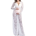 thumbnail image 2 of Ketyyh-chn99 Tenues de Séance Photo de Maternité Femmes Enceintes Séance Photo Dentelle Robe Longue Femmes Enceintes Robe en Dentelle à Ouverture Frontale Blanc,P, 2 of 5