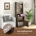 thumbnail image 3 of Giantex Nightstand w/Charging Station, Tall Bedside Table, End Table Bookcase w/Adjustable Shelves, Brown, 3 of 8