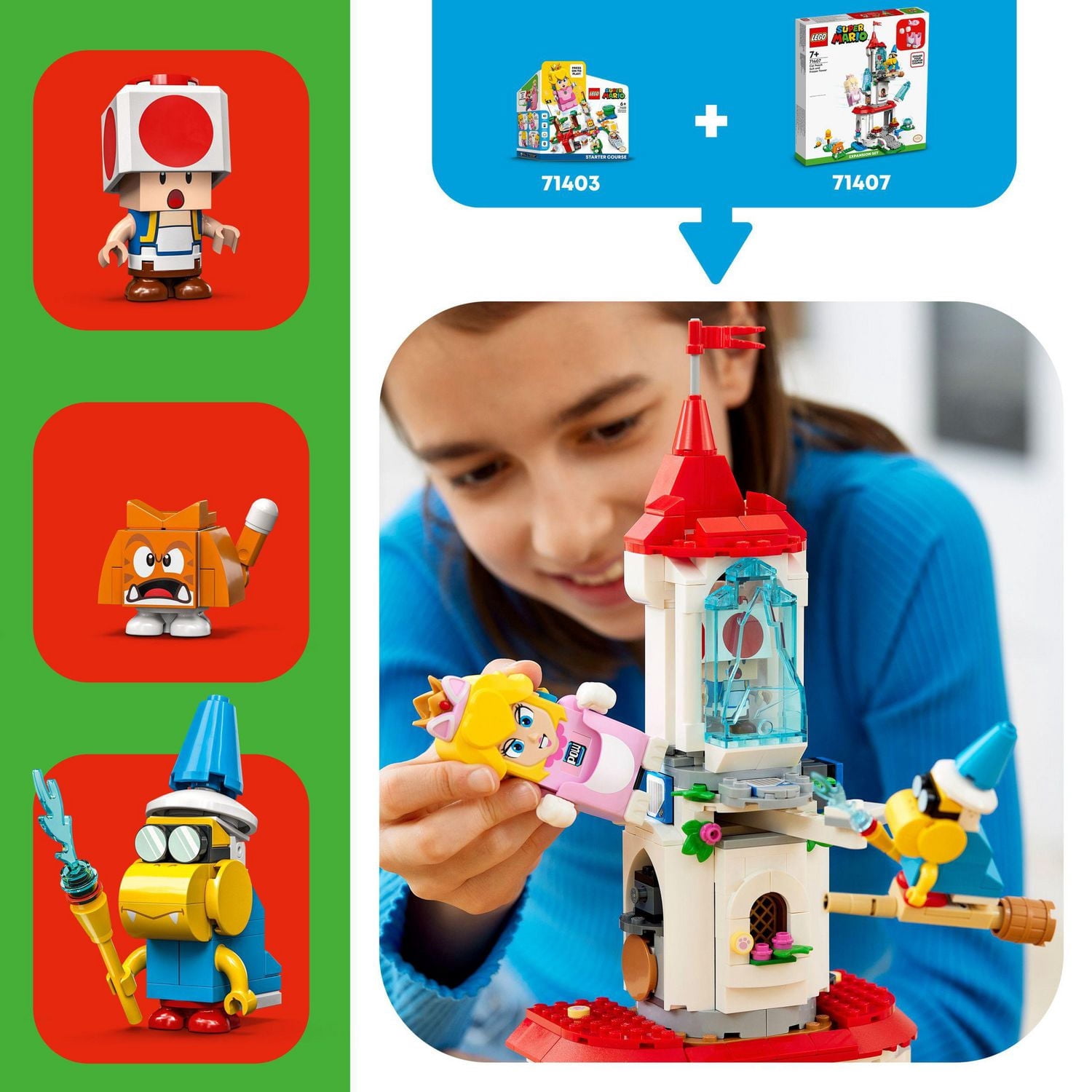 LEGO Super Mario Ensemble d'extension Le costume de Peach chat et la tour gelée 71407 Ensemble de construction (494 pièces)