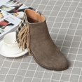 thumbnail image 4 of XZNGL Chaussures pour Femmes Décontractées Mode à Franges à Carreaux à Franges à Empiècements Rétro en Suède Givré Bottines à Talon Moyen, 4 of 9