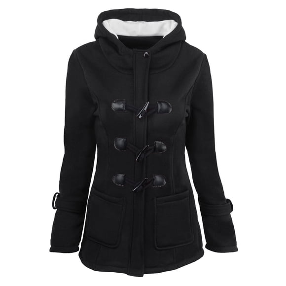 Black Jackets for Women Womens Winter Warm Coats Sherpa Fleece Lined Outerwear Zip Up Puffer Jacket Thicken Padded Parka with Fur Hood Down Cardigan for Women Lightweight