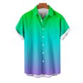 thumbnail image 3 of Chemises pour Hommes, Mode Décontractée Col Rabattu Imprimé Dégradé Manches Courtes Chemise Boutonnée Hauts Blouse, 3 of 4