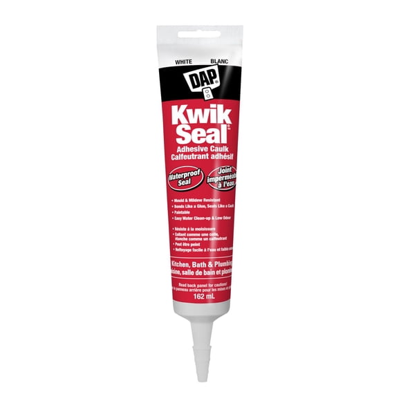 DAP Kwik Seal Tub & Tile Adhesive Caulk, 162ml, White