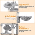 thumbnail image 4 of Yaheetech 67" H Multi Level Cat Tree with 2 Cat Condos and 1 Hammock, Light Gray, 4 of 7