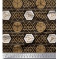 thumbnail image 1 of Soimoi Brown Velvet Fabric Geometrical Star Geometric Decor Fabric Printed Yard 58 Inch Wide, 1 of 5