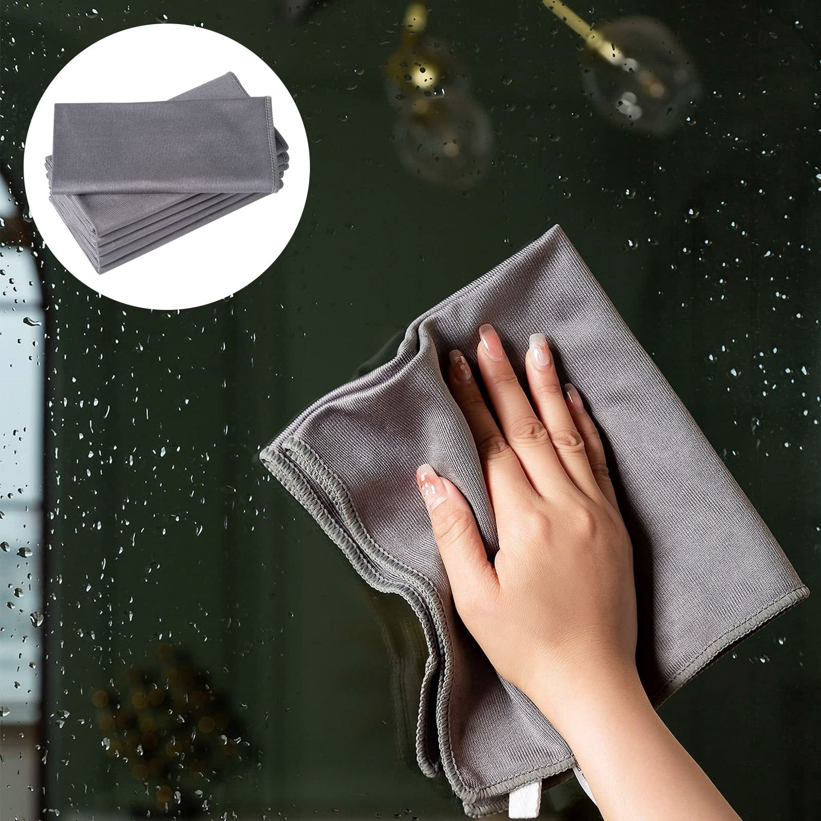 LPSSTORE Microfiber Glass Cleaning Cloths Kitchen Absorbent Wipes No Streak Glass Cloths 6 Piece Home Cleaning Set