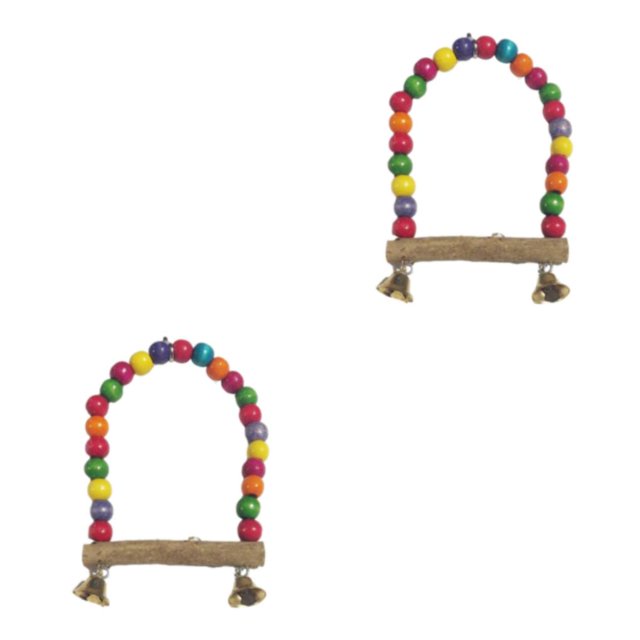 serony Durable Wooden Parrots Stand Hanging Swings Cage For Pets Wide Application Easy To Bird Essentials 2Set