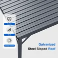thumbnail image 4 of Domi 10x14FT Lean-To Gazebo, Wall-Mounted Hardtop with Galvanized Steel Roof, Aluminum Frame & Drainage System for Deck/Porch/Backyard, 4 of 6