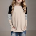 thumbnail image 2 of Posijego T-Shirts à Rayures à Manches Longues pour Filles, Hauts Tuniques à Blocs de Couleur à Col Rond pour Enfants, T-Shirts de Printemps, Taille 4-14 Ans, 2 of 6