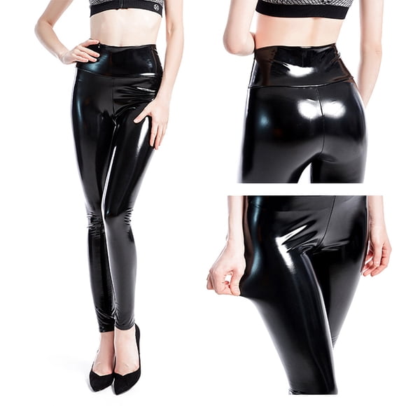 Leggings for Women Tights Women Faux Leather Leggings Womens Stretchy Faux Leather Leggings Pants, Sexy Black High Waisted Tights
