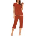 thumbnail image 2 of MINTLIMIT Ensembles de Pyjama Unis pour Femmes, Hauts à Manches Courtes et Pantalons Capri, 2 of 3