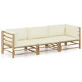 thumbnail image 1 of vidaXL 3 Piece Garden Lounge Set with Cream White Cushions Bamboo, 1 of 5