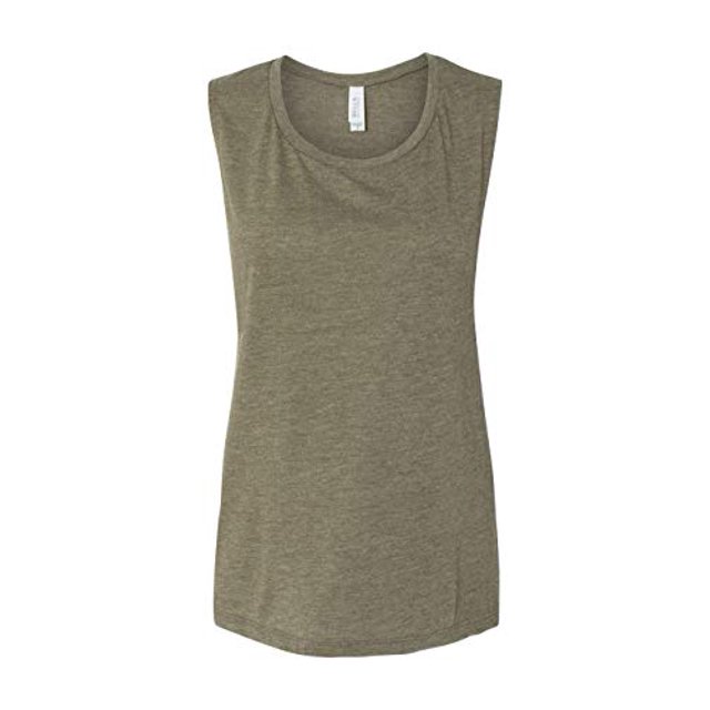 Bella Canvas Débardeur Muscle Fluide pour Femmes, L, Olive Chiné