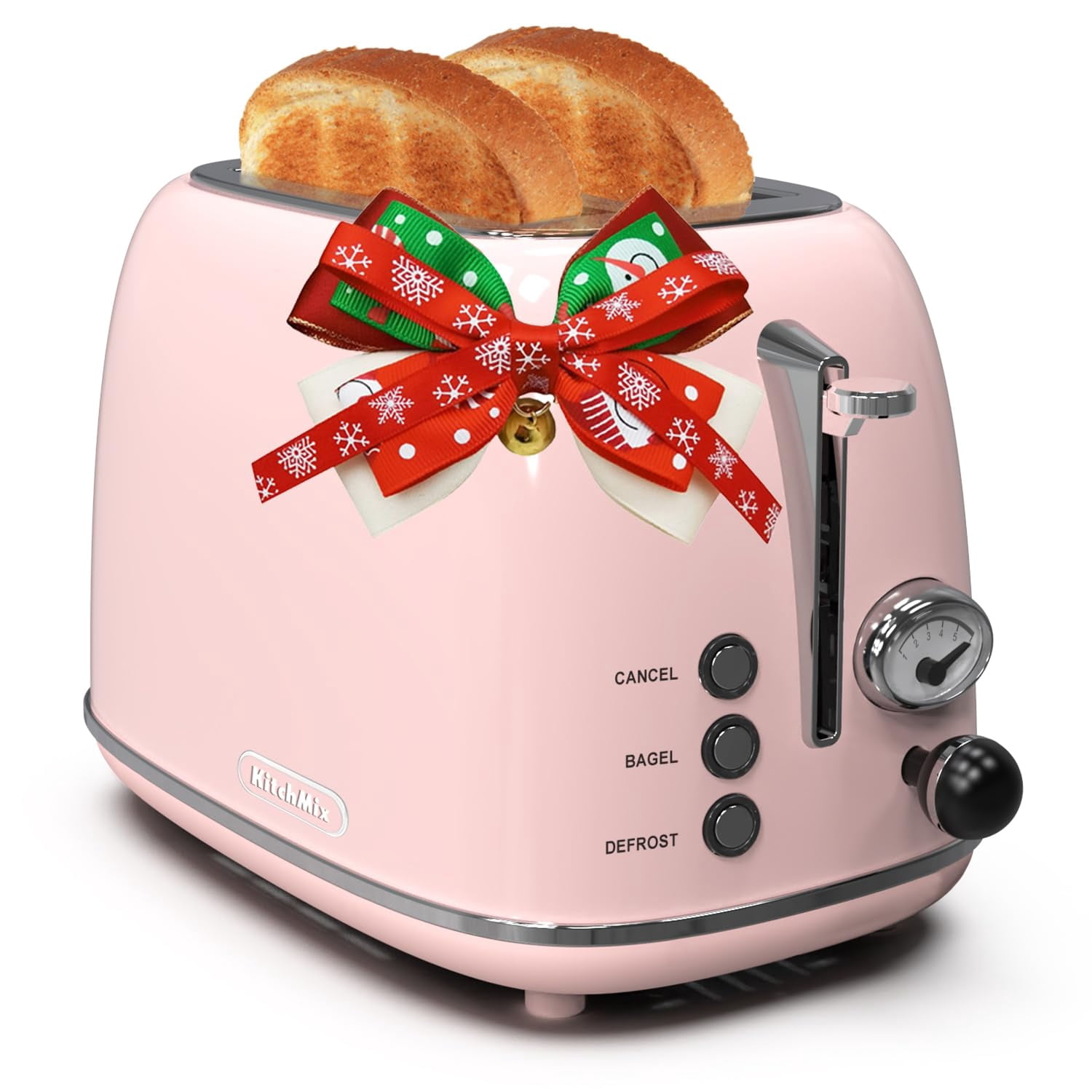 Toaster 2 slice,Retro Stainless Steel Toaster with 6 Settings, 1.5 In Extra Wide Slots, Bagel/Defrost/Cancel Function, Removable Crumb Tray (Baby pin