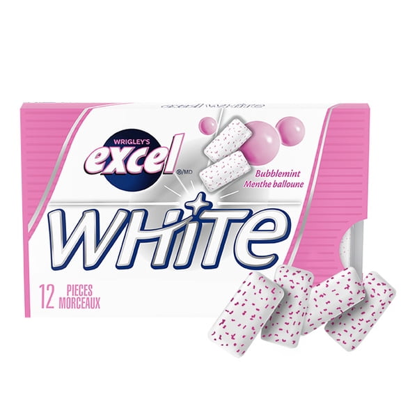 EXCEL Wht, M. bal., gomme sans sucre, blanch. dents, 12 morc., 1 emb.