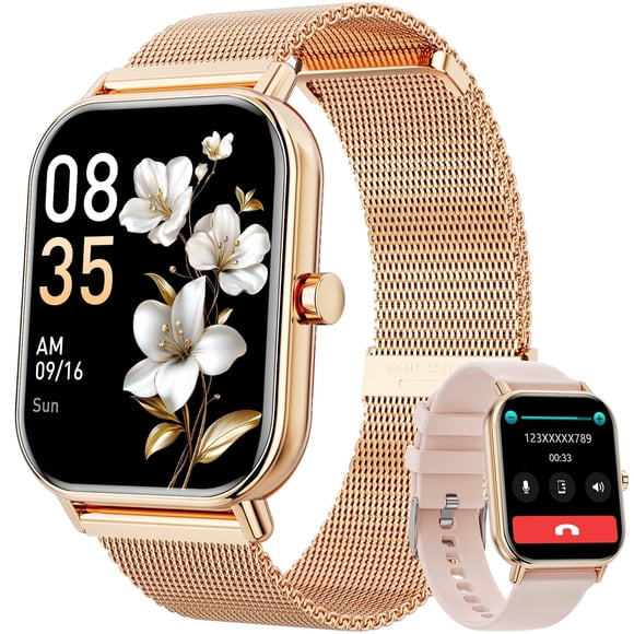 Mingdaln Smart Watch fits for Android and Iphone, IP68 Waterproof, Suitable for Women Men 100+Sports Modes 1.85 inch Fitness Tracker, with Answer/Make Calls/Message Reminder, (Two Watch straps)
