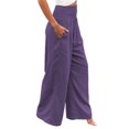 thumbnail image 3 of MAWCLOS Ladies Loungewear Pants, High Waist Palazzo Pant, Solid Color, Purple, Size S, 3 of 4
